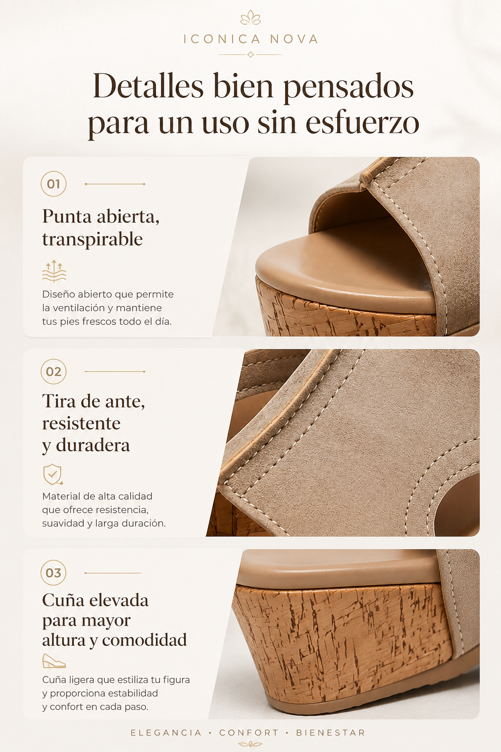 Sandalias de cuña confort